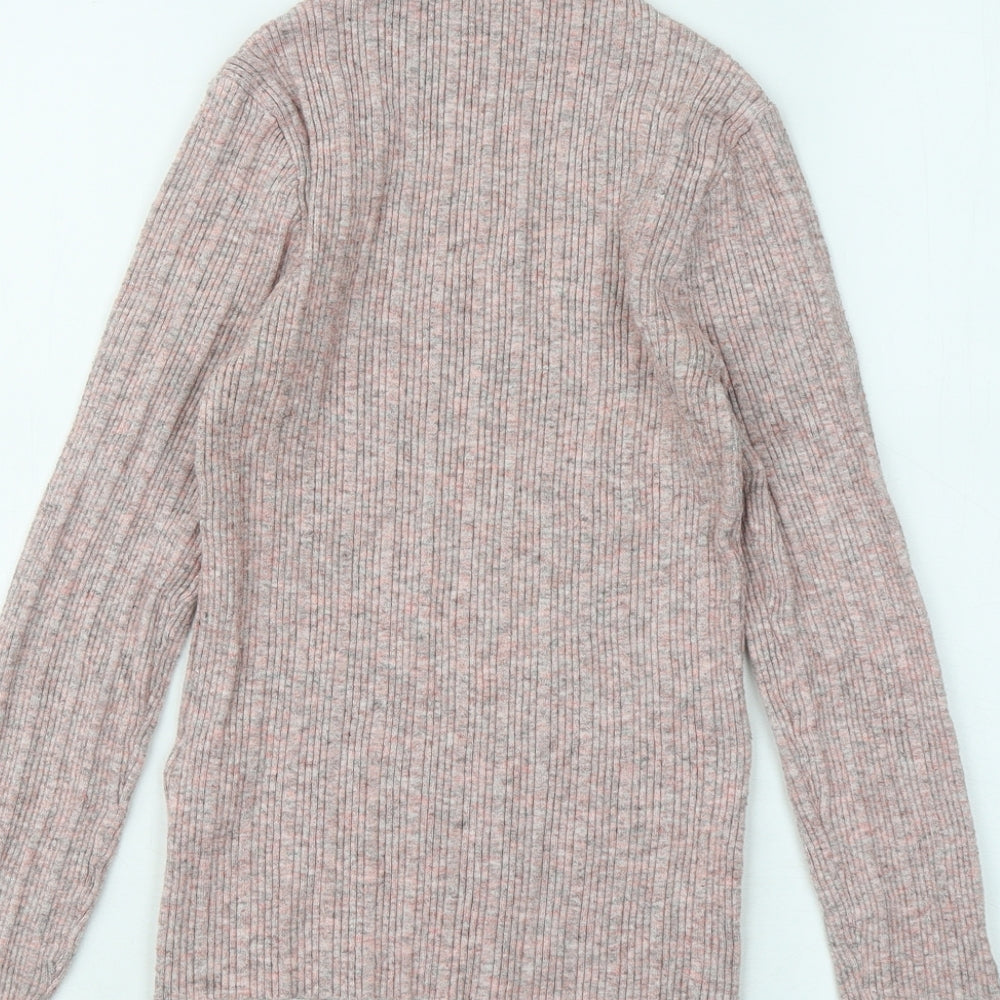 New Look Womens Pink Mock Neck Viscose Pullover Jumper Size 10