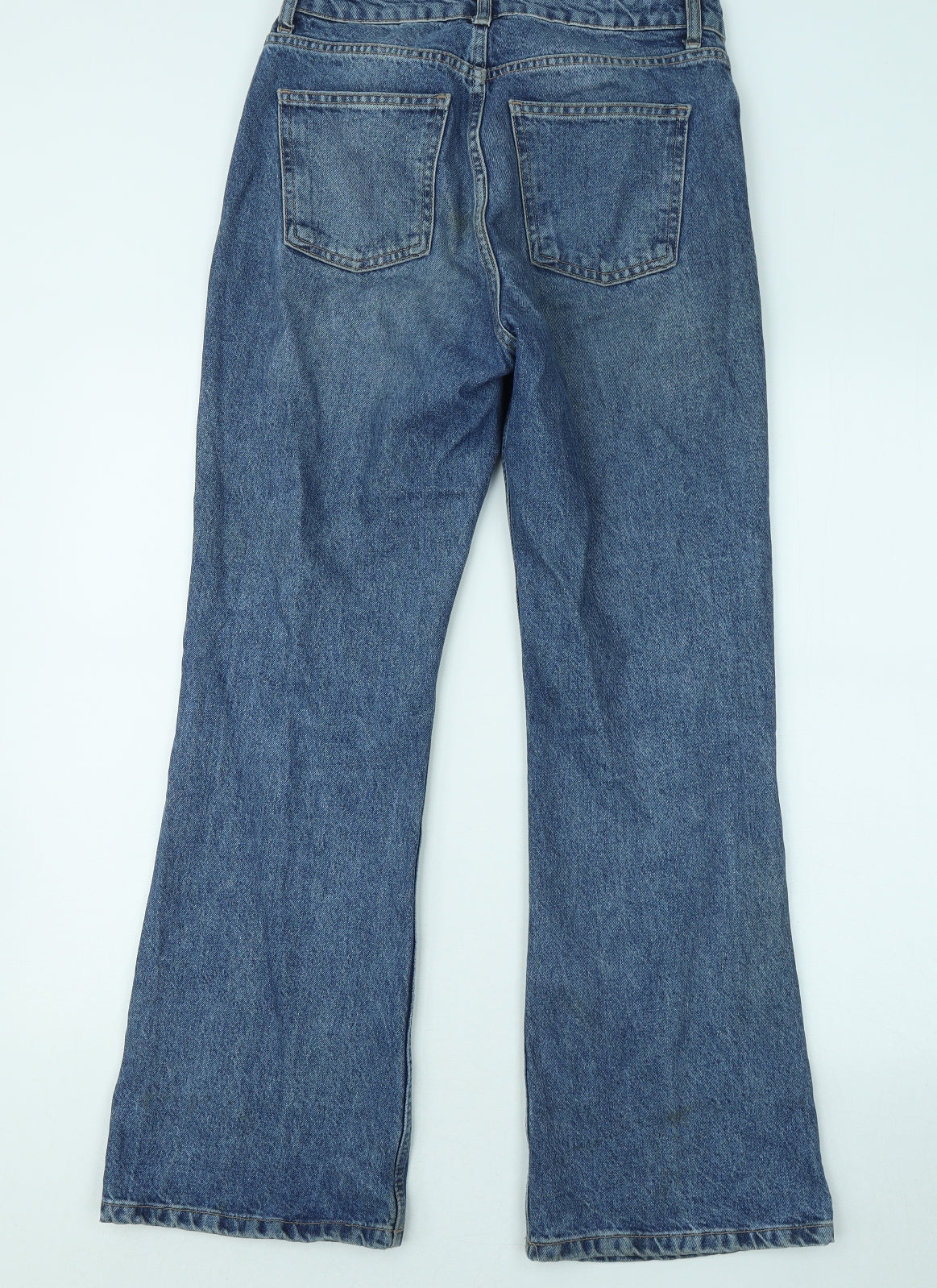 Topshop Womens Blue Cotton Bootcut Jeans Size 28 in L30 in Regular Button