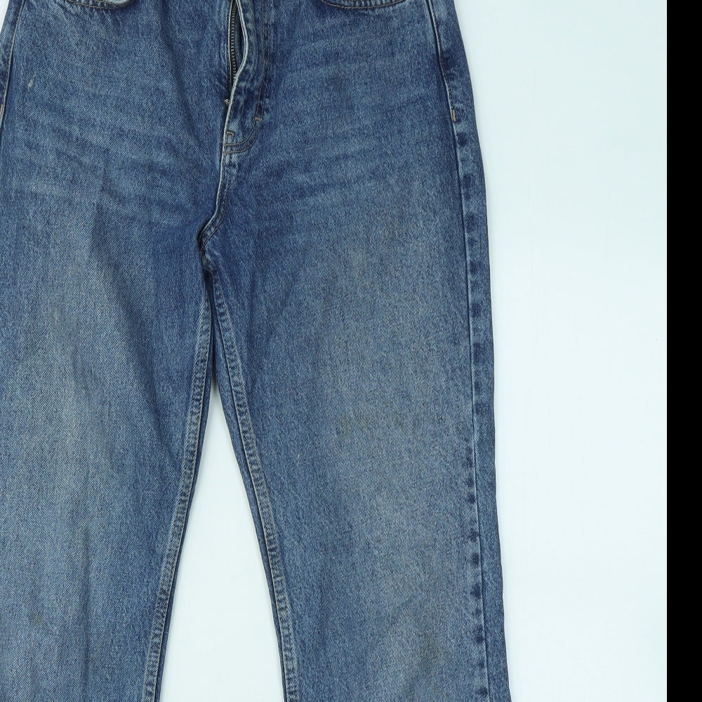 Topshop Womens Blue Cotton Bootcut Jeans Size 28 in L30 in Regular Button