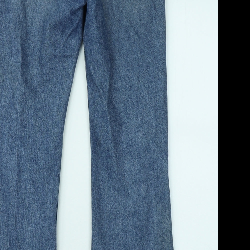 Topshop Womens Blue Cotton Bootcut Jeans Size 28 in L30 in Regular Button