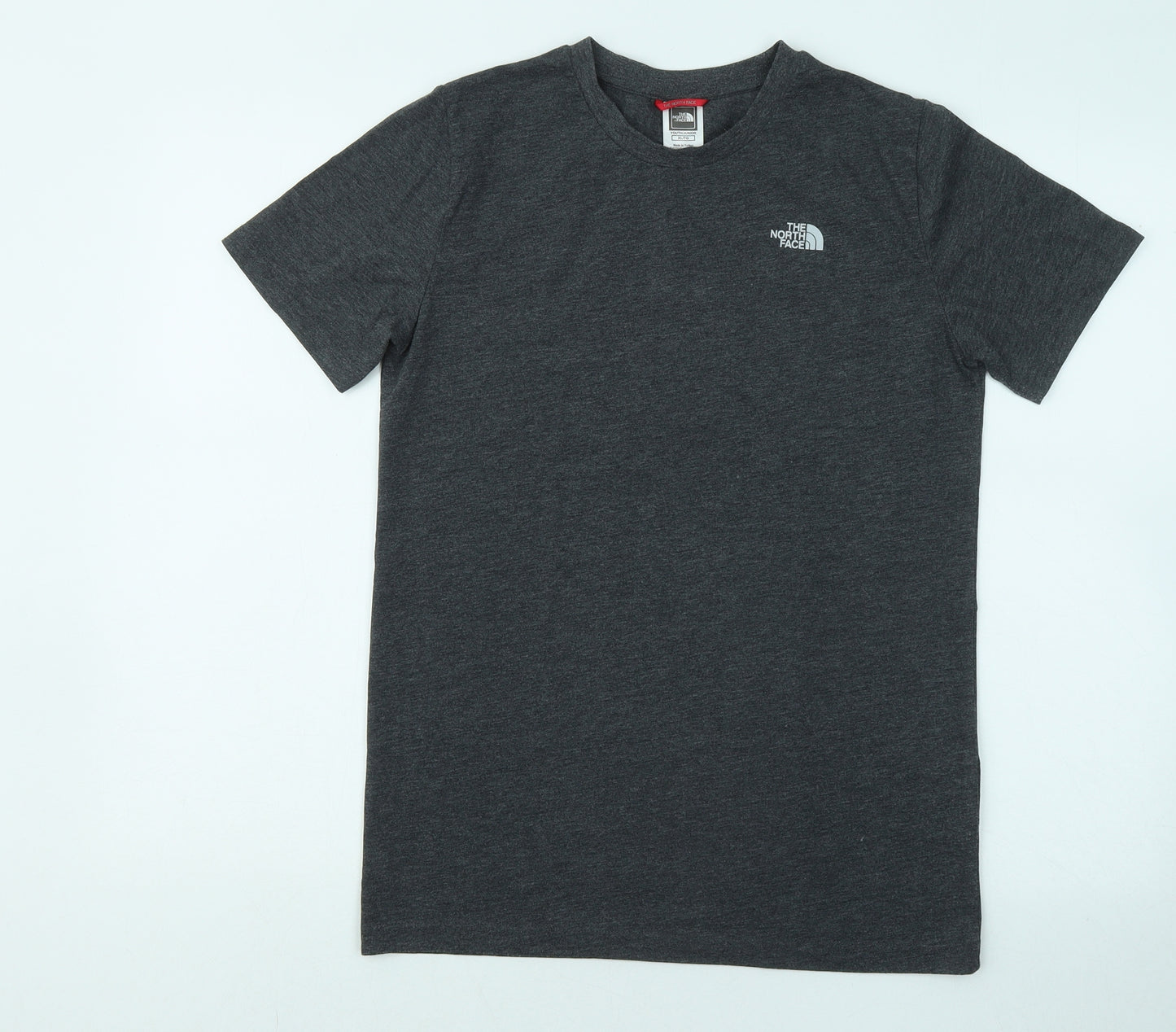 The North Face Boys Grey Cotton Basic T-Shirt Size XL Round Neck