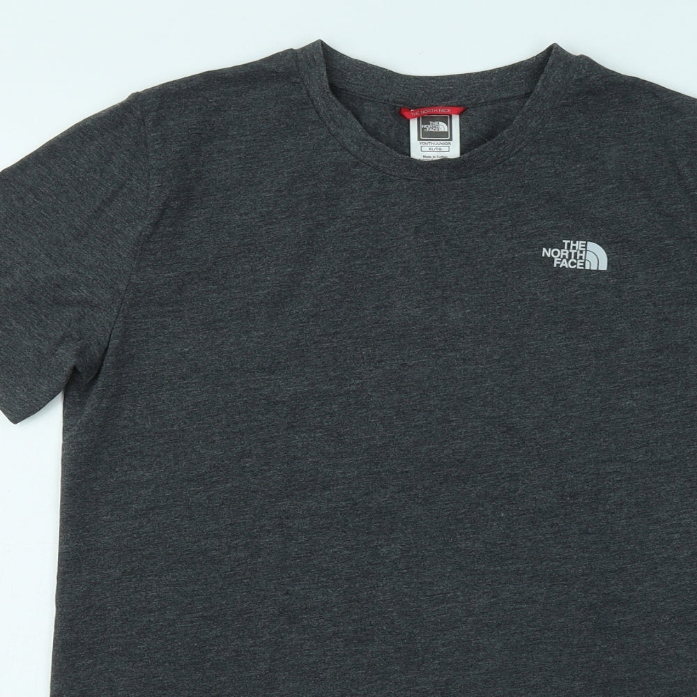 The North Face Boys Grey Cotton Basic T-Shirt Size XL Round Neck