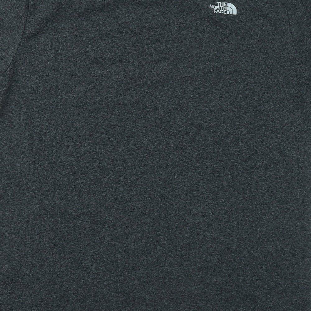The North Face Boys Grey Cotton Basic T-Shirt Size XL Round Neck