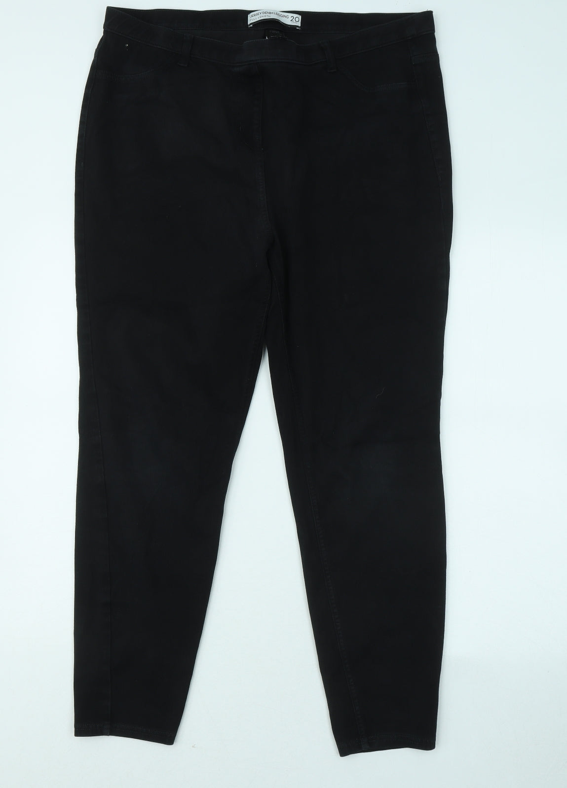 NEXT Womens Black Cotton Jegging Trousers Size 20 L26 in Regular