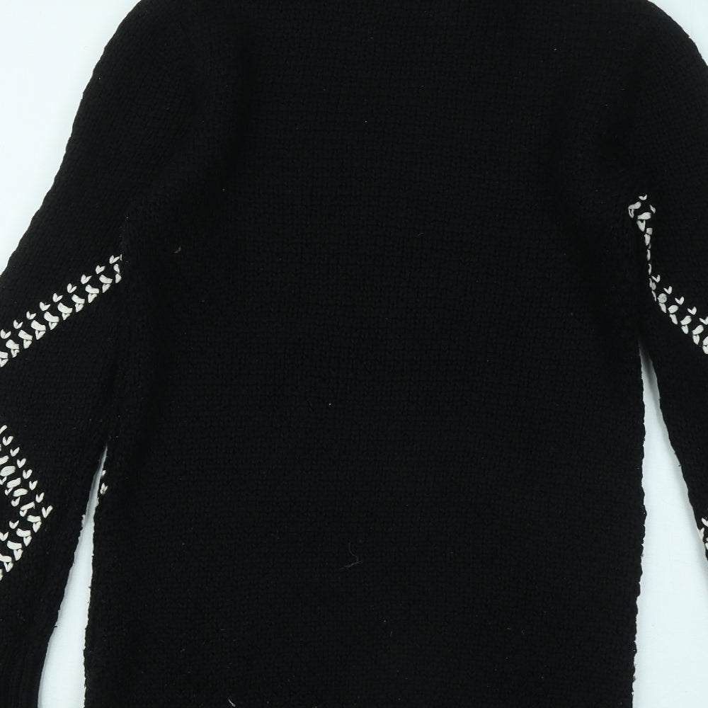 F&F Womens Black Geometric Polyester Jumper Dress Size 8 Round Neck