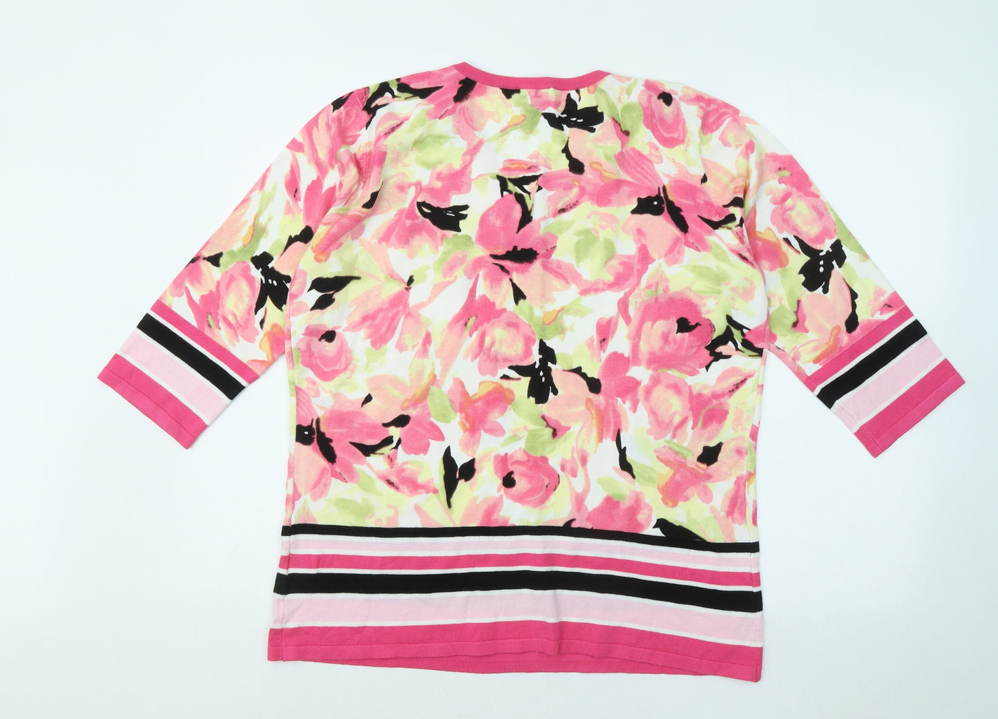 Casamia Womens Multicoloured V-Neck Floral Viscose Pullover Jumper Size L