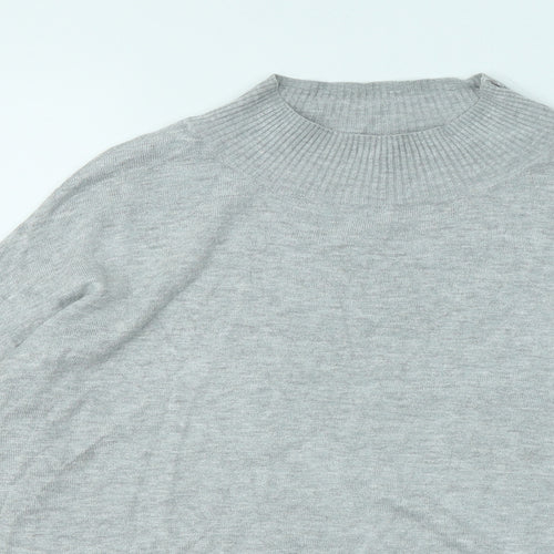 F&F Womens Grey Mock Neck Viscose Pullover Jumper Size 12