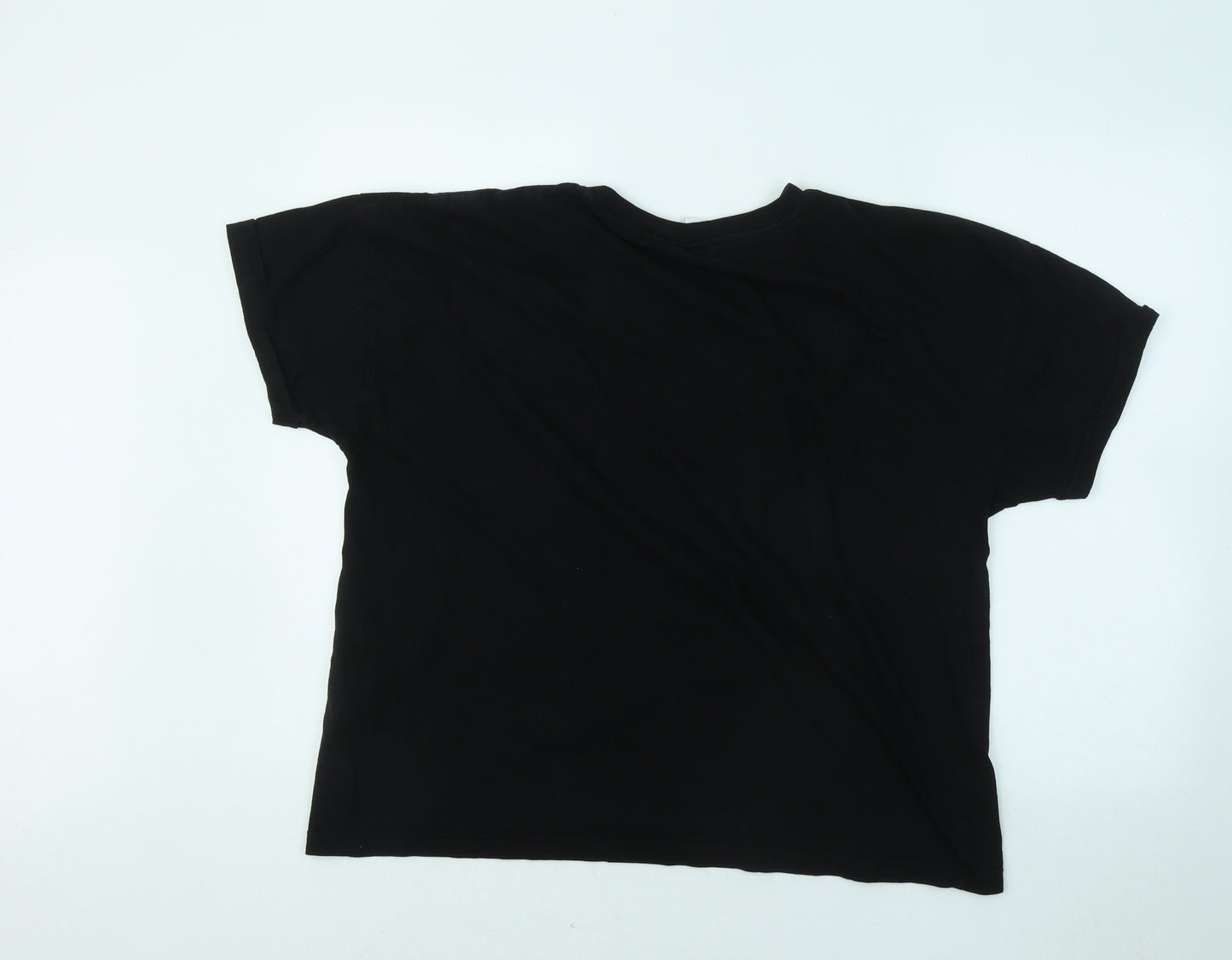 Primark Womens Black Cotton Basic T-Shirt Size 14 Round Neck - Mickey Mouse