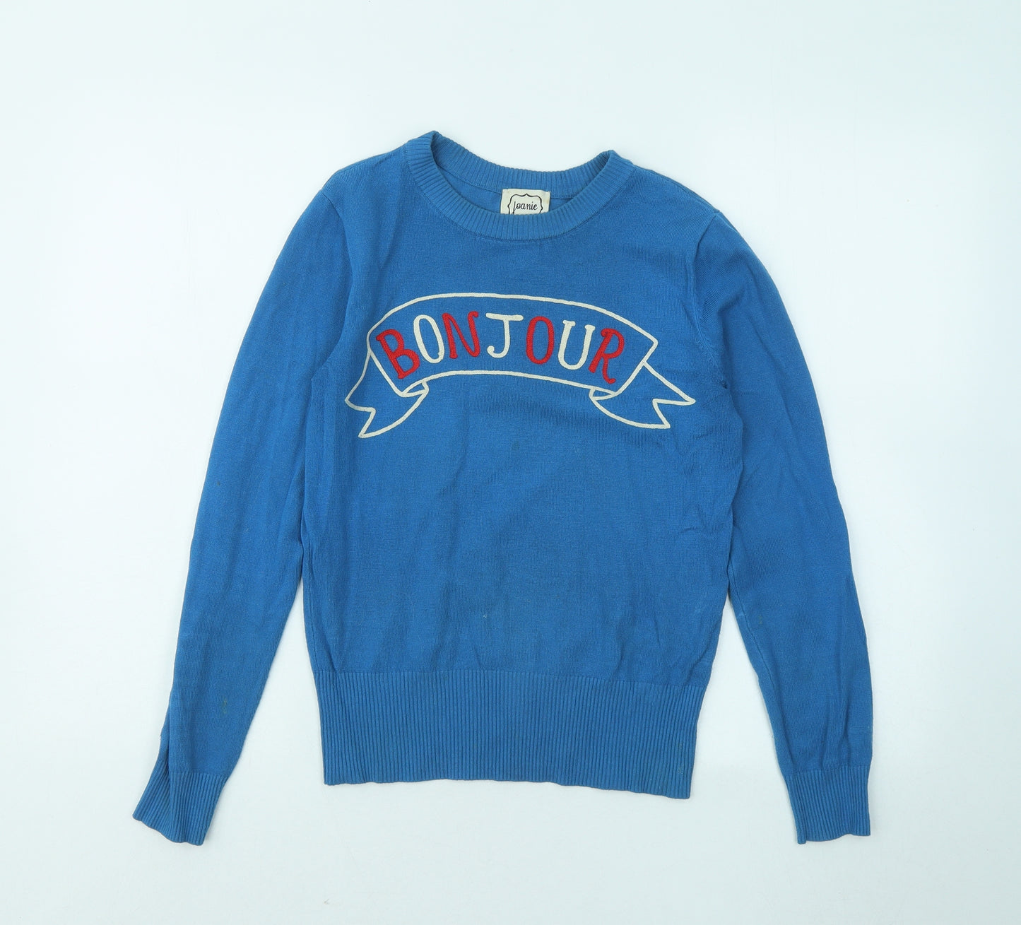 Joamie Womens Blue Round Neck Viscose Pullover Jumper Size S - Bonjour
