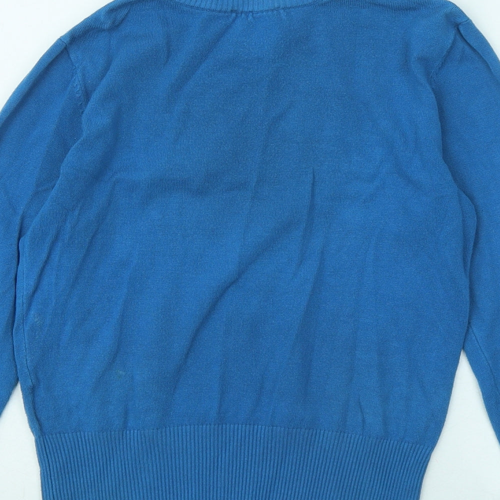 Joamie Womens Blue Round Neck Viscose Pullover Jumper Size S - Bonjour