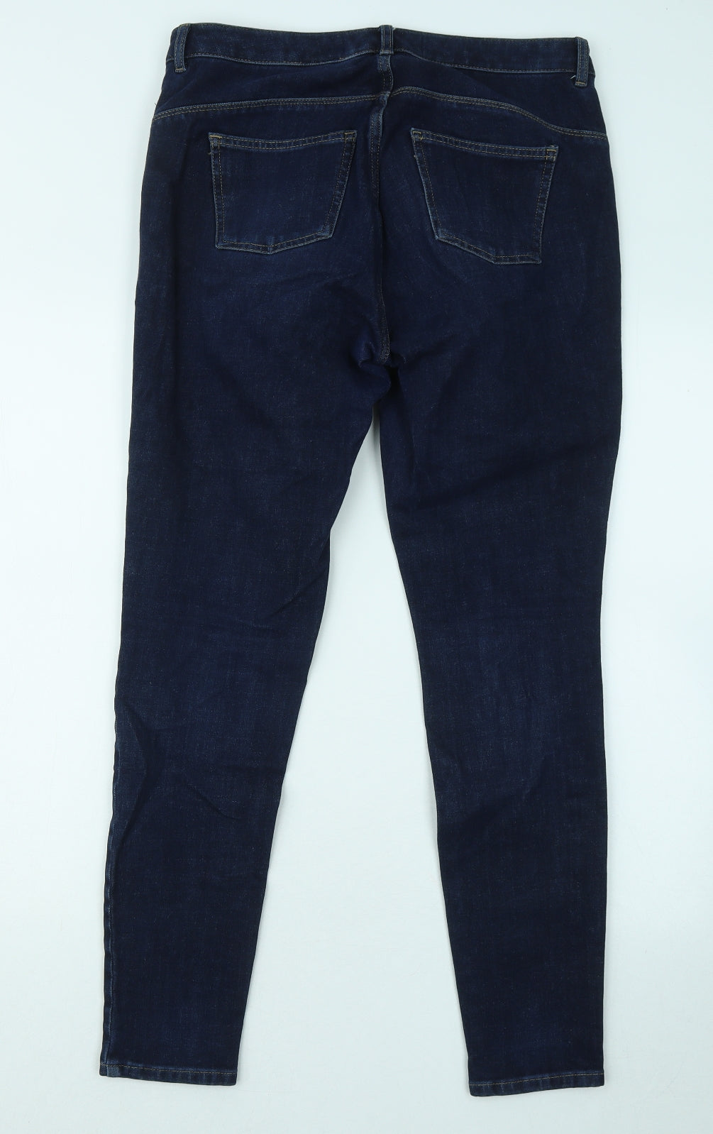 NEXT Womens Blue Cotton Skinny Jeans Size 14 L27 in Regular Zip