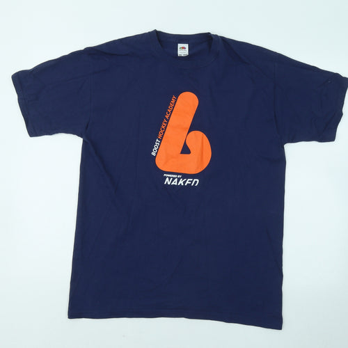 Fruit of the Loom Mens Blue Cotton T-Shirt Size 14 Round Neck - Boost Hockey Academy