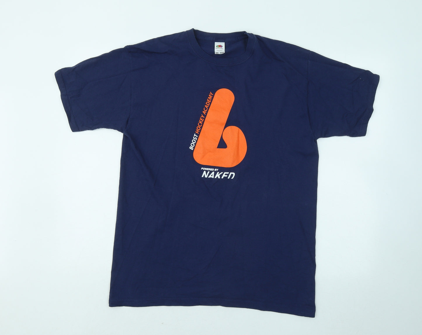 Fruit of the Loom Mens Blue Cotton T-Shirt Size 14 Round Neck - Boost Hockey Academy