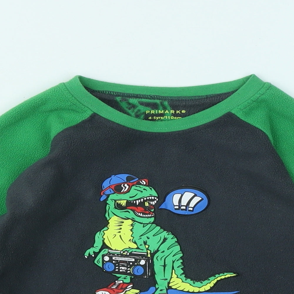 Primark Boys Grey Round Neck Polyester Pullover Jumper Size 4-5 Years - Dinosaur