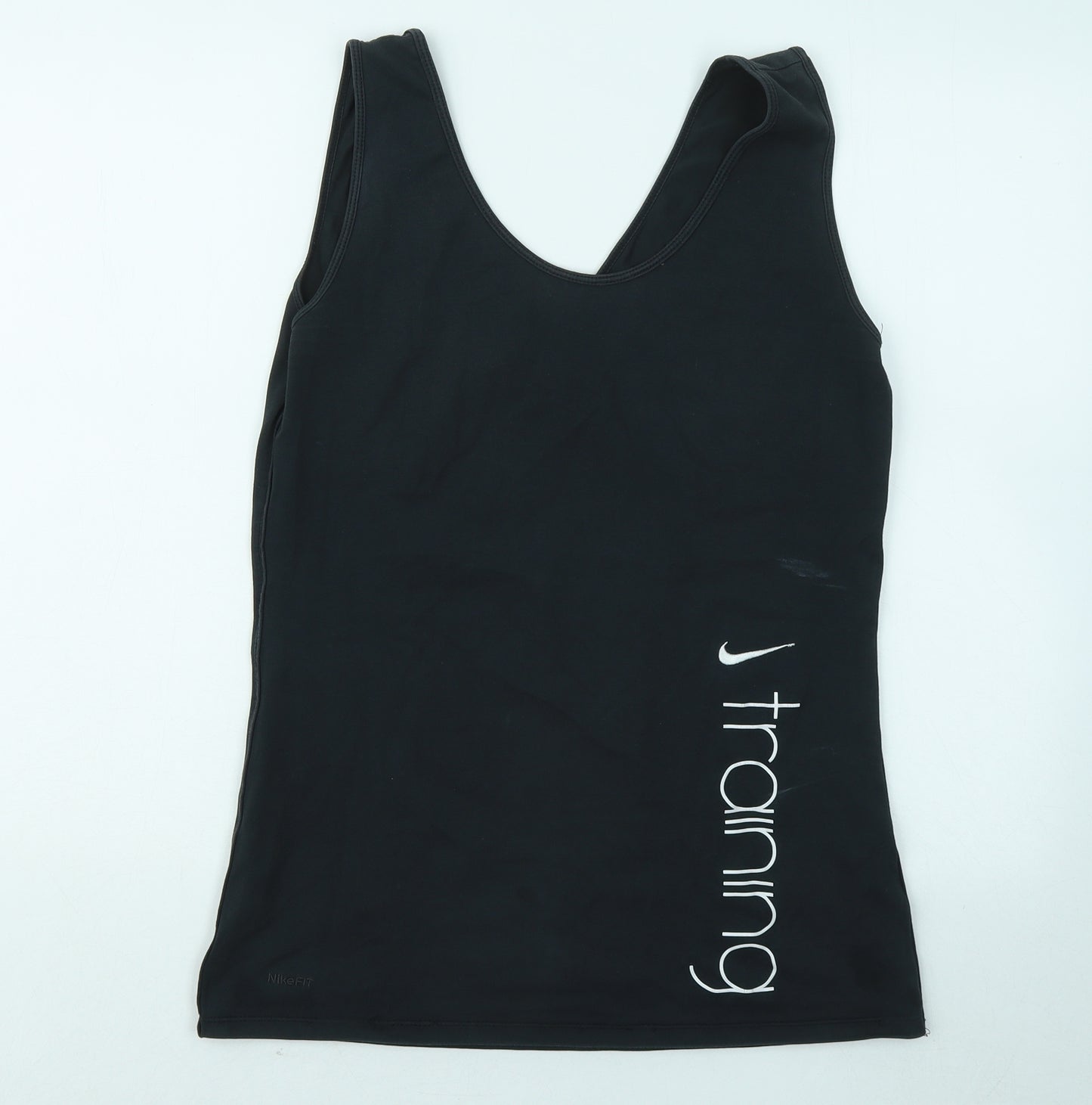 Nike Womens Black Cotton Basic Tank Size L Round Neck - gym