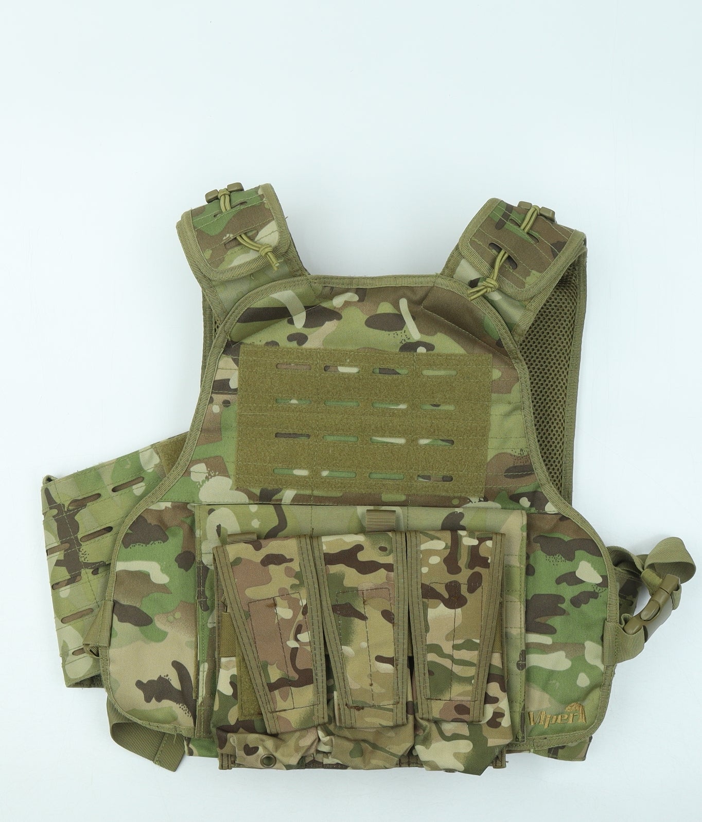 Viper Mens Green Camouflage Cotton T-Shirt Size L Round Neck - Tactical Plate Carrier Vest