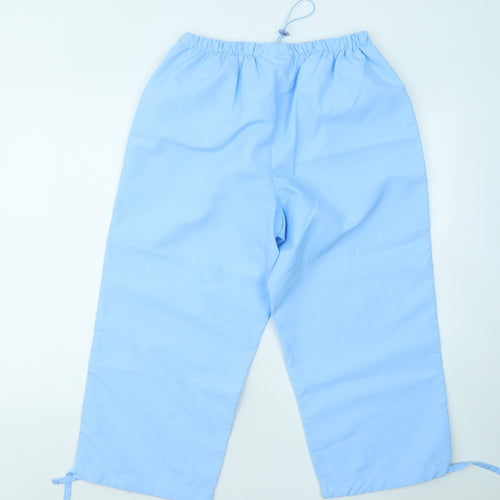 Pure Womens Blue Polyester Cropped Trousers Size 14 L20 in Regular Drawstring