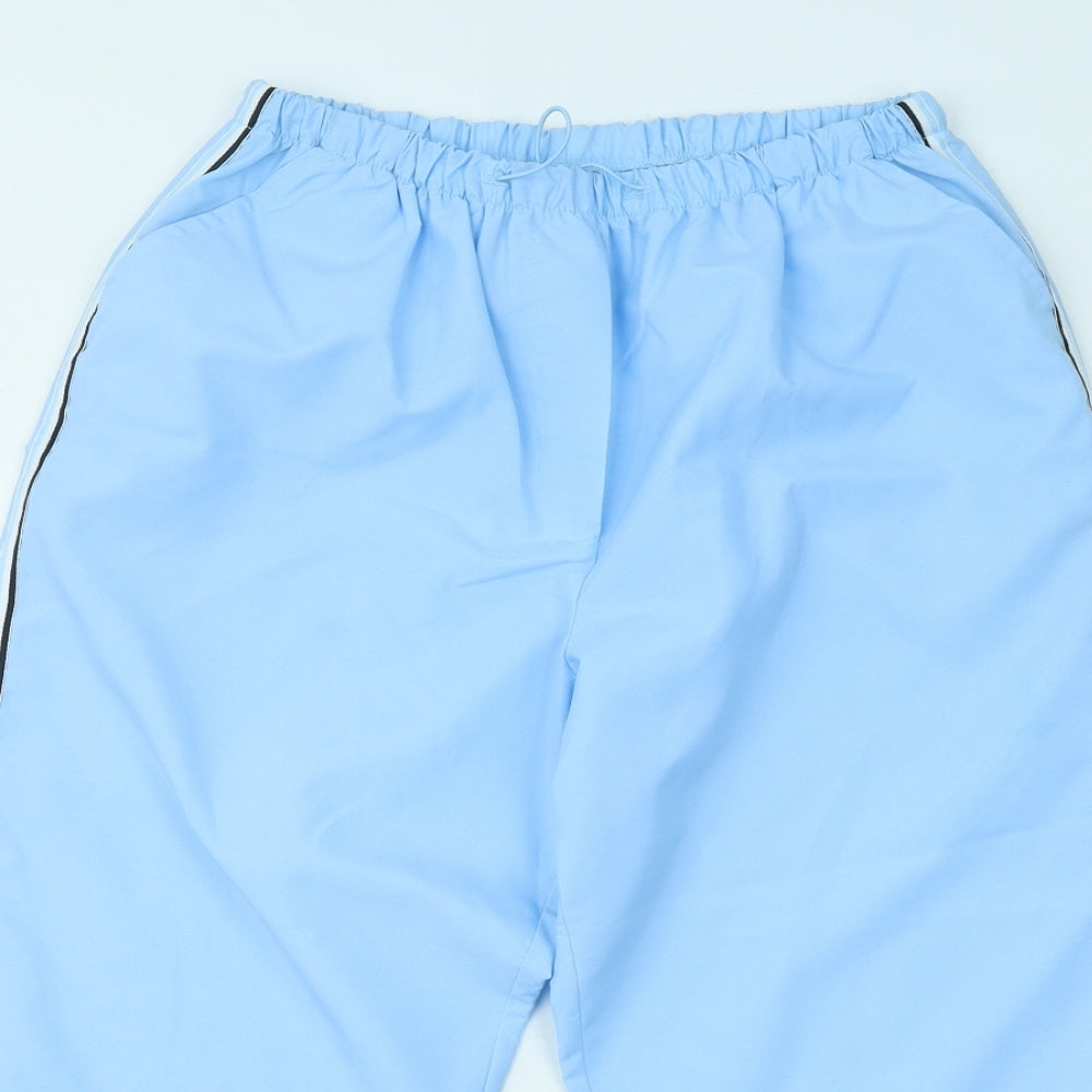 Pure Womens Blue Polyester Cropped Trousers Size 14 L20 in Regular Drawstring