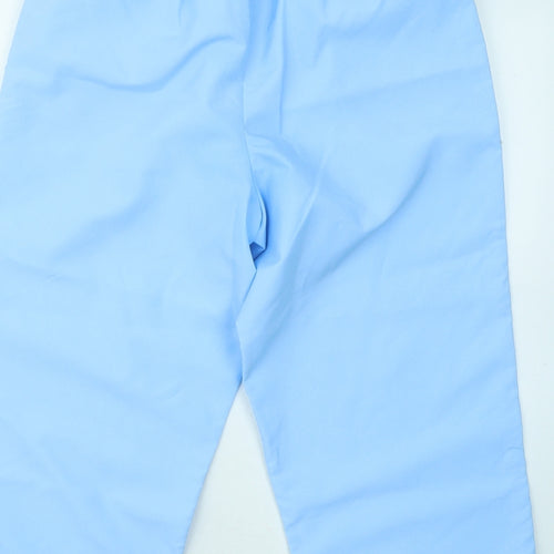 Pure Womens Blue Polyester Cropped Trousers Size 14 L20 in Regular Drawstring