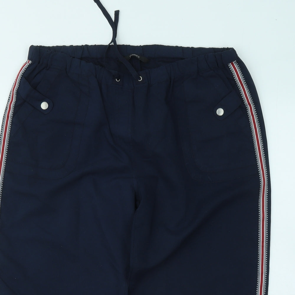 Dunnes Womens Blue Polyester Cropped Trousers Size 14 L20 in Regular Drawstring