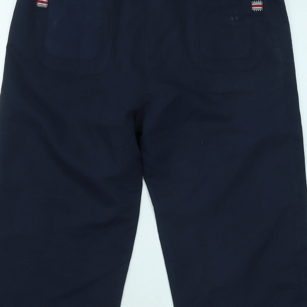 Dunnes Womens Blue Polyester Cropped Trousers Size 14 L20 in Regular Drawstring