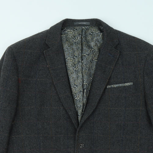 Primark Mens Grey Plaid Polyester Jacket Suit Jacket Size L