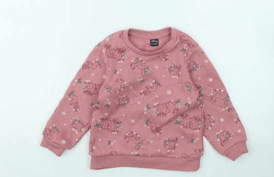 Primark Girls Pink Geometric Cotton Pullover Sweatshirt Size 2-3 Years - Simba The Lion King