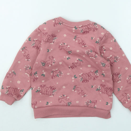 Primark Girls Pink Geometric Cotton Pullover Sweatshirt Size 2-3 Years - Simba The Lion King