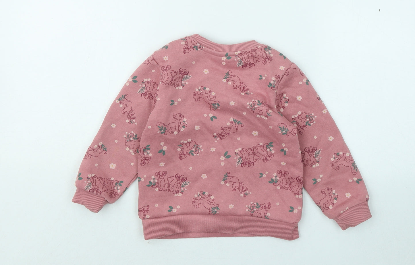 Primark Girls Pink Geometric Cotton Pullover Sweatshirt Size 2-3 Years - Simba The Lion King