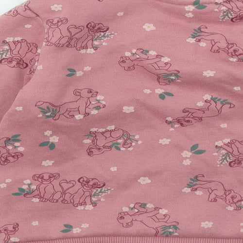 Primark Girls Pink Geometric Cotton Pullover Sweatshirt Size 2-3 Years - Simba The Lion King