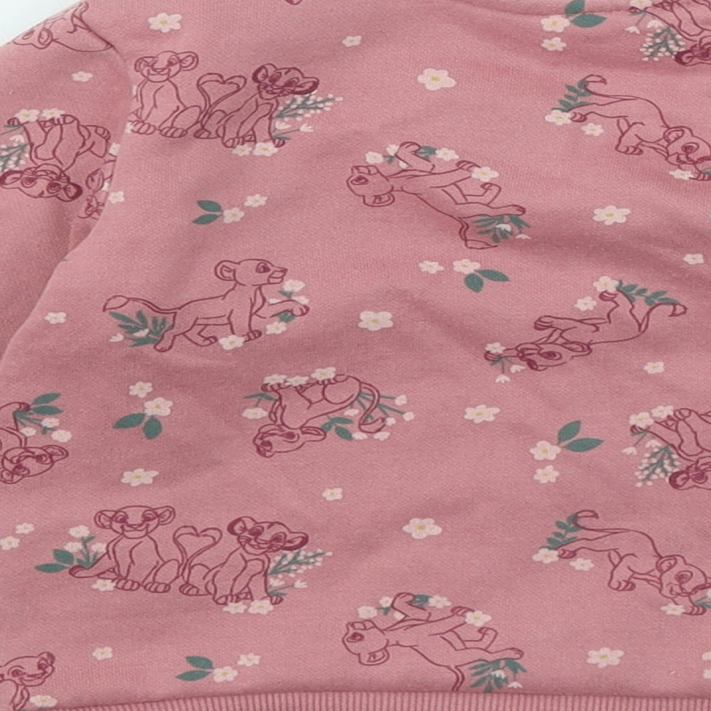 Primark Girls Pink Geometric Cotton Pullover Sweatshirt Size 2-3 Years - Simba The Lion King