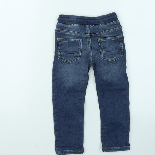 Marks and Spencer Boys Blue Cotton Straight Jeans Size 2-3 Years Regular Button