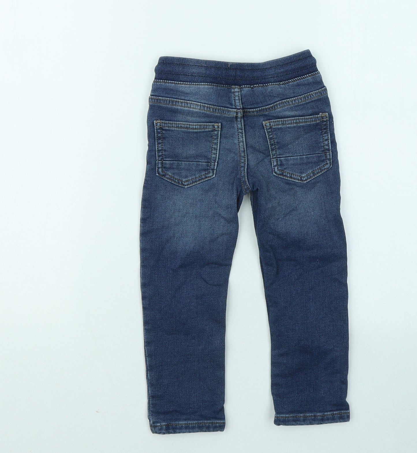 Marks and Spencer Boys Blue Cotton Straight Jeans Size 2-3 Years Regular Button