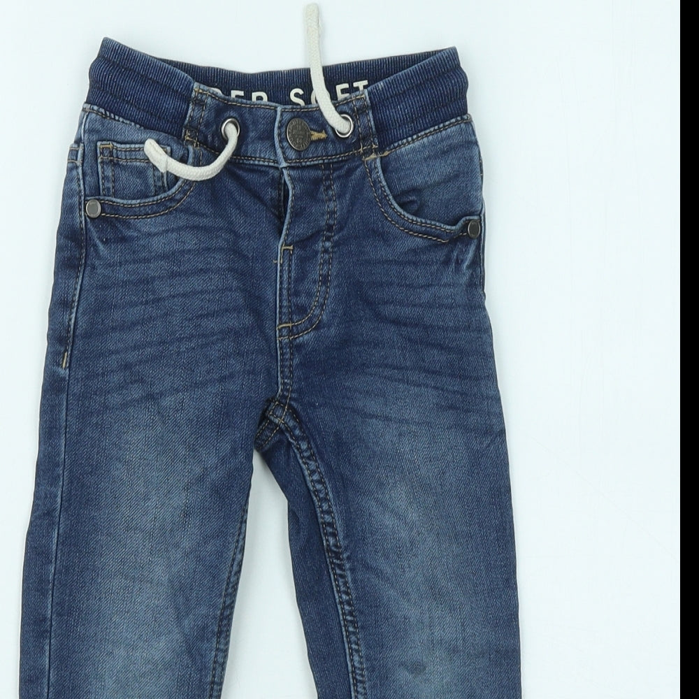 Marks and Spencer Boys Blue Cotton Straight Jeans Size 2-3 Years Regular Button