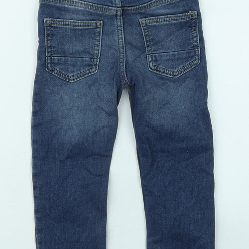 Marks and Spencer Boys Blue Cotton Straight Jeans Size 2-3 Years Regular Button