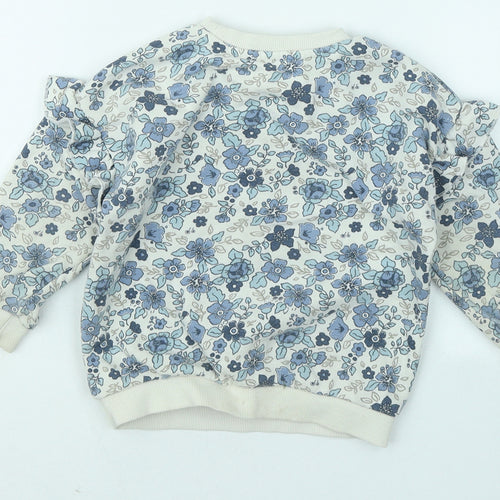 Matalan Girls Blue Floral Cotton Pullover Sweatshirt Size 2-3 Years