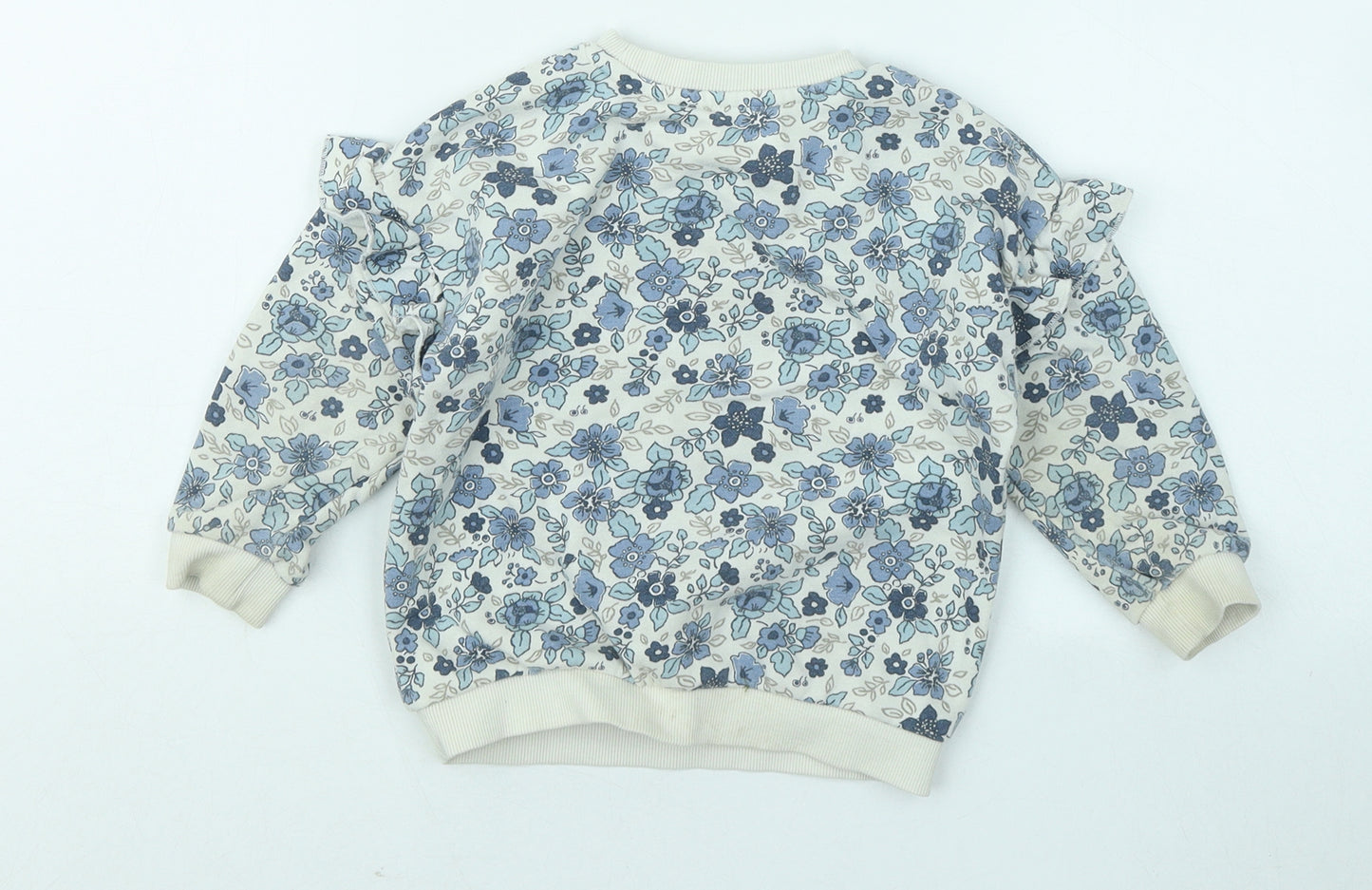 Matalan Girls Blue Floral Cotton Pullover Sweatshirt Size 2-3 Years