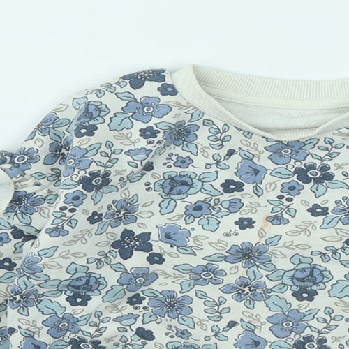Matalan Girls Blue Floral Cotton Pullover Sweatshirt Size 2-3 Years