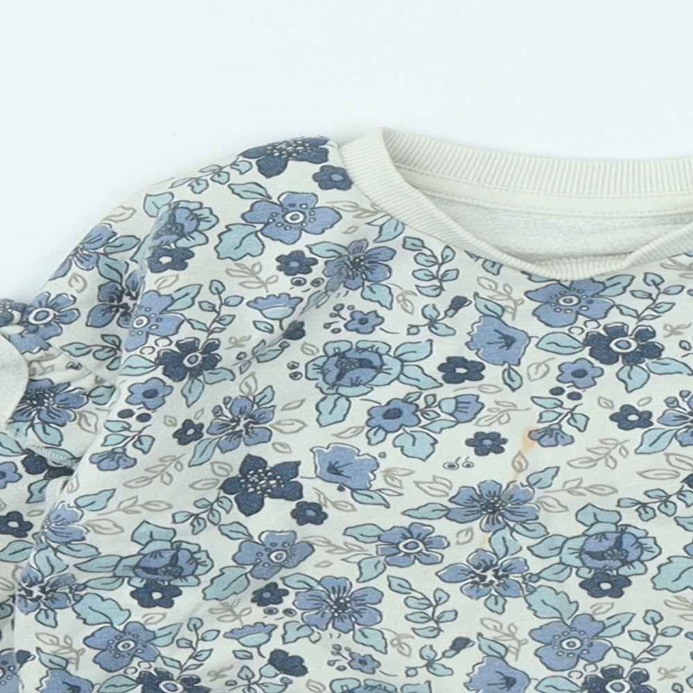 Matalan Girls Blue Floral Cotton Pullover Sweatshirt Size 2-3 Years