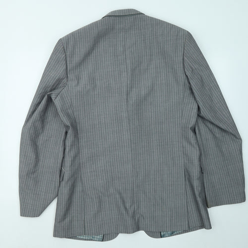 Preworn Mens Grey Striped Viscose Jacket Suit Jacket Size 42