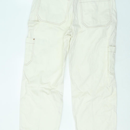 Weekday Womens White Cotton Straight Jeans Size 12 L27 in Regular Zip