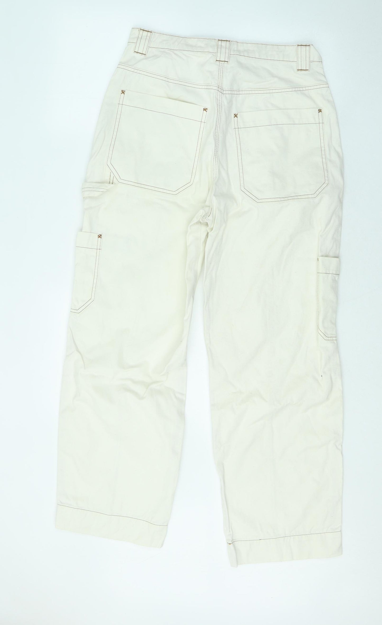 Weekday Womens White Cotton Straight Jeans Size 12 L27 in Regular Zip