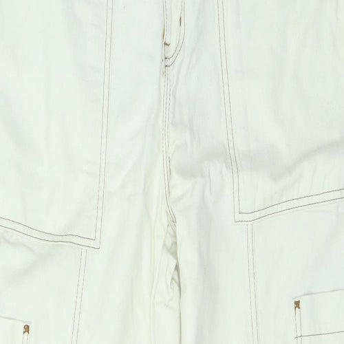 Weekday Womens White Cotton Straight Jeans Size 12 L27 in Regular Zip