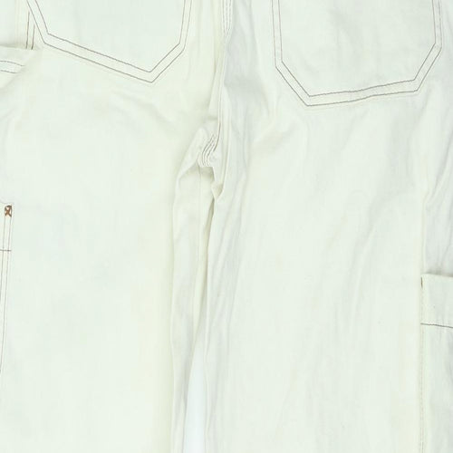Weekday Womens White Cotton Straight Jeans Size 12 L27 in Regular Zip