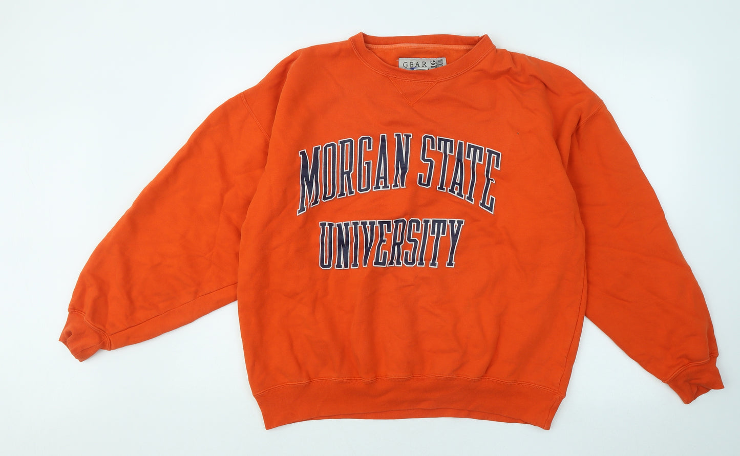 Gear Mens Orange Cotton Pullover Sweatshirt Size L - Morgan State University