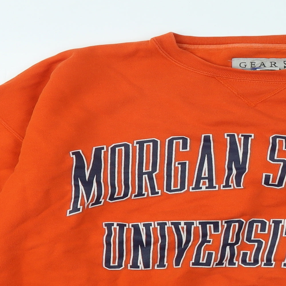 Gear Mens Orange Cotton Pullover Sweatshirt Size L - Morgan State University