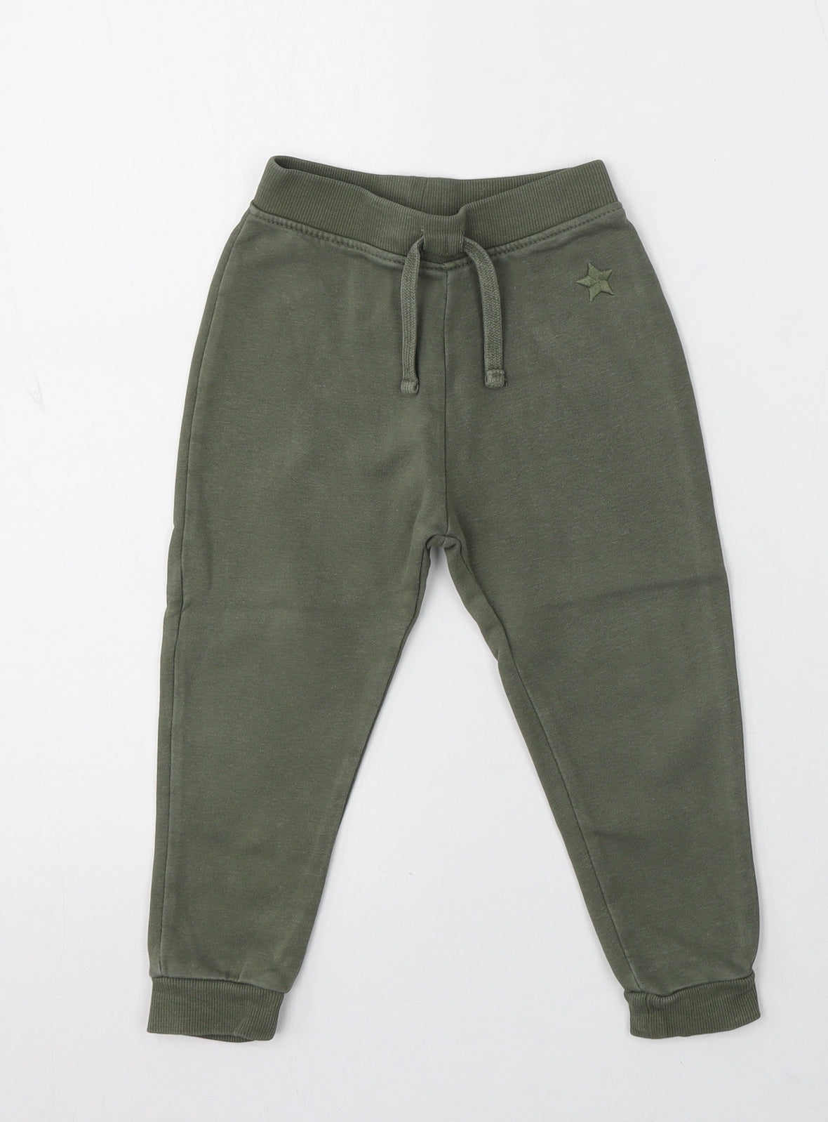Dunnes Stores Boys Green Cotton Jogger Trousers Size 2-3 Years Regular Tie