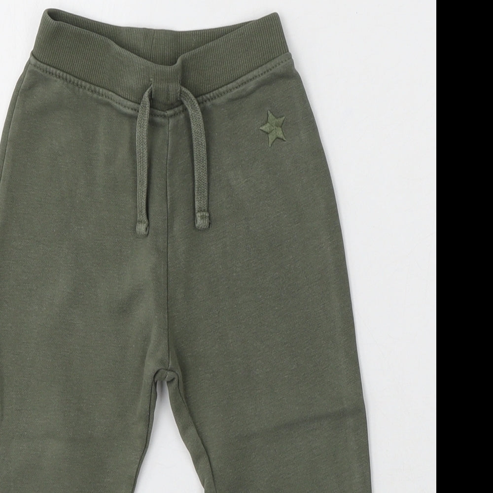 Dunnes Stores Boys Green Cotton Jogger Trousers Size 2-3 Years Regular Tie
