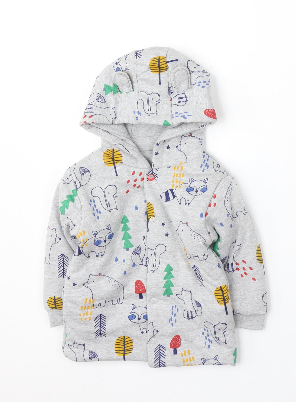 Dunnes Stores Boys Grey Geometric Jacket Size 9-12 Months Snap - Cartoon Animals