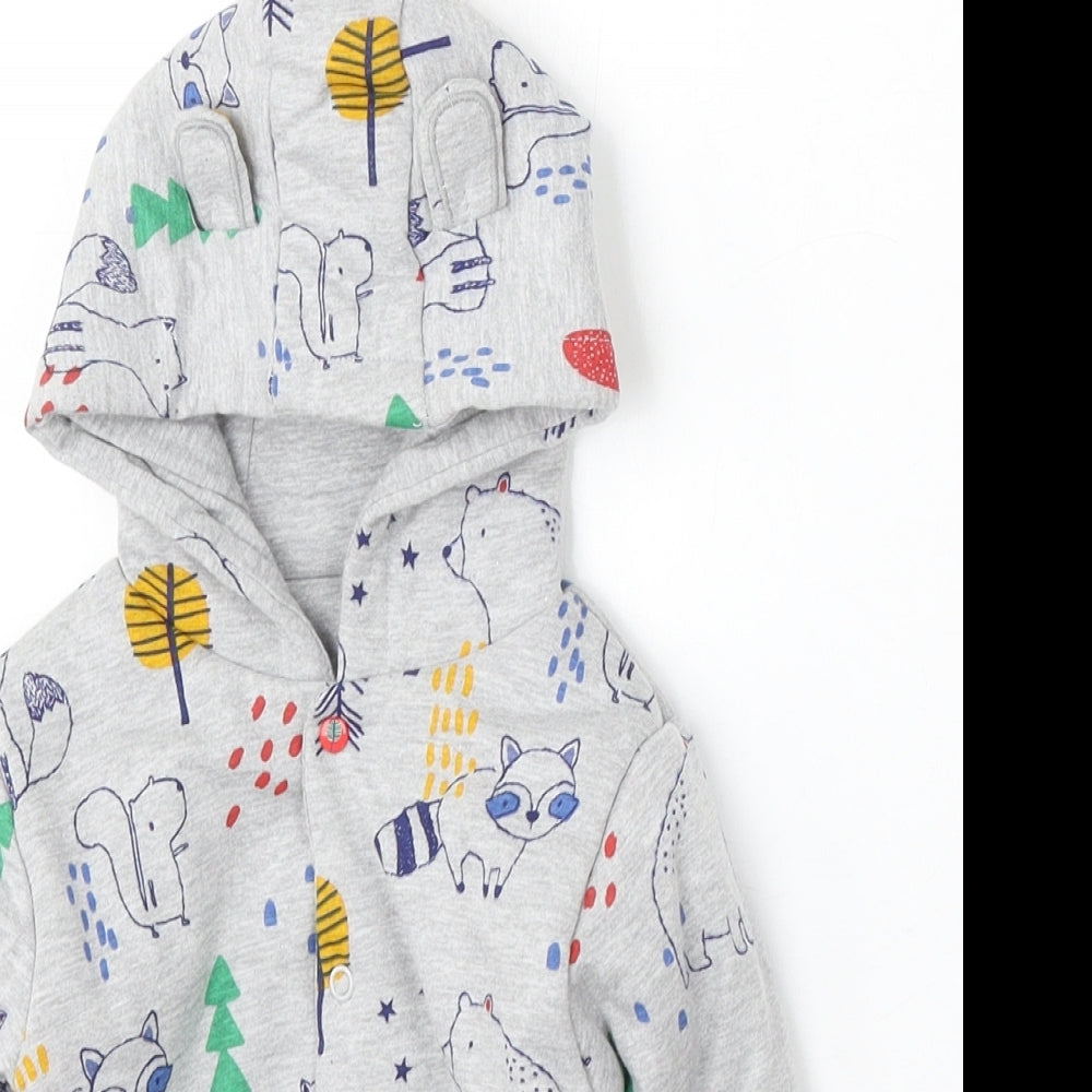 Dunnes Stores Boys Grey Geometric Jacket Size 9-12 Months Snap - Cartoon Animals